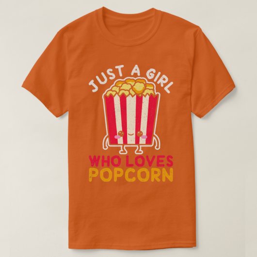 Gewoon een meisje dat van Popcorn houdt T-shirt (Design voorkant)