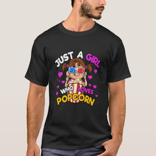 Gewoon Een Meisje Dat Van Popcorn Houdt T-shirt (Voorkant)