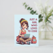 Gewoon een meisje dat van programmeren houdt briefkaart (Staand voorkant)