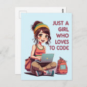 Gewoon een meisje dat van programmeren houdt briefkaart (Voorkant / Achterkant)