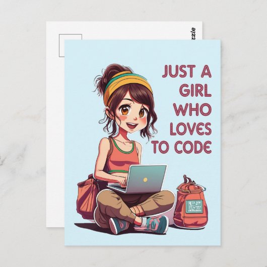 Gewoon een meisje dat van programmeren houdt briefkaart (Voorkant / Achterkant)