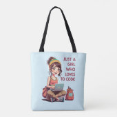 Gewoon een meisje dat van programmeren houdt tote bag (Achterkant)