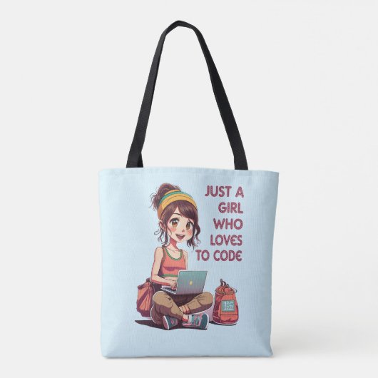 Gewoon een meisje dat van programmeren houdt tote bag (Achterkant)