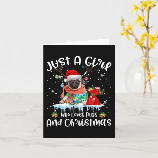 Gewoon een meisje dat van Pug houdt en van Kerstmi Kaart (Gele Bloem)