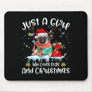 Gewoon een meisje dat van Pug houdt en van Kerstmi Muismat
