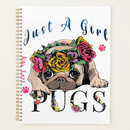 Gewoon een meisje dat van Pug Pet Lover houdt Planner (Voorkant)