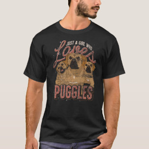 Gewoon een meisje dat van Puggles Dog eigenaar Pug T-shirt