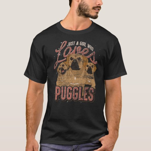 Gewoon een meisje dat van Puggles Dog eigenaar Pug T-shirt (Voorkant)