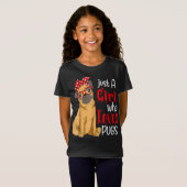 Gewoon een meisje dat van Pugs Best Pug Dog T-shir T-shirt (Voorkant volledig)