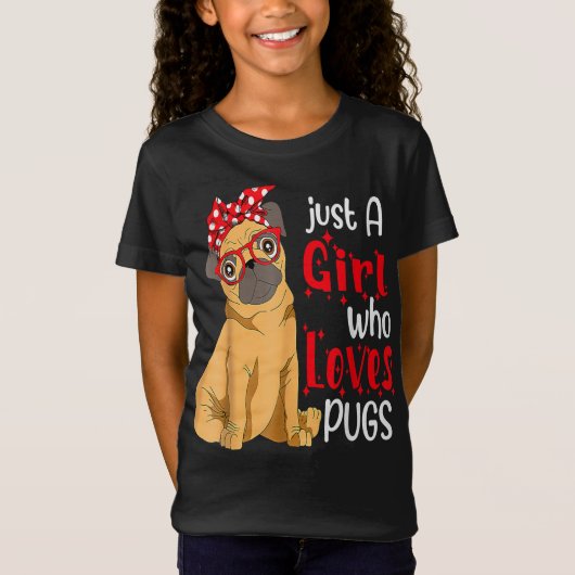 Gewoon een meisje dat van Pugs Best Pug Dog T-shir T-shirt (Voorkant)