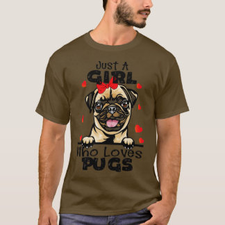 Gewoon een meisje dat van Pugs Cute Pug Lover Gift T-shirt