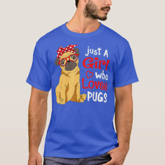 Gewoon een meisje dat van Pugs houdt - Cute Pug Lo T-shirt