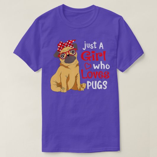 Gewoon een meisje dat van Pugs houdt - Cute Pug Lo T-shirt (Design voorkant)