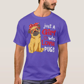 Gewoon een meisje dat van Pugs houdt - Cute Pug Lo T-shirt
