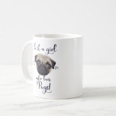 Gewoon een meisje dat van pugs houdt koffiemok (Voorkant links)