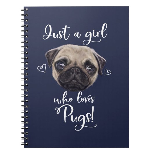 Gewoon een meisje dat van pugs houdt notitieboek (Voorkant)