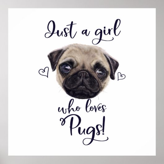 Gewoon een meisje dat van pugs houdt poster (Voorkant)