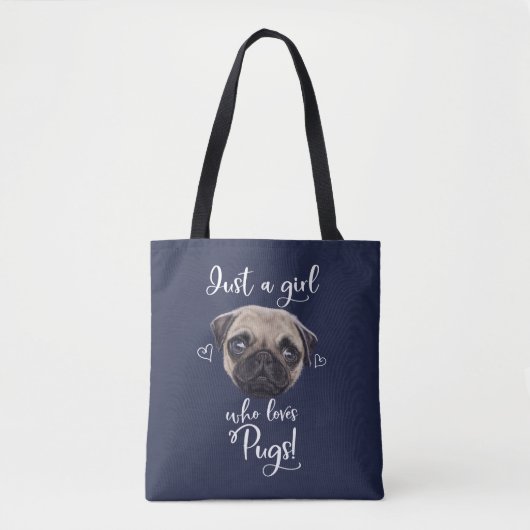 Gewoon een meisje dat van pugs houdt tote bag (Voorkant)