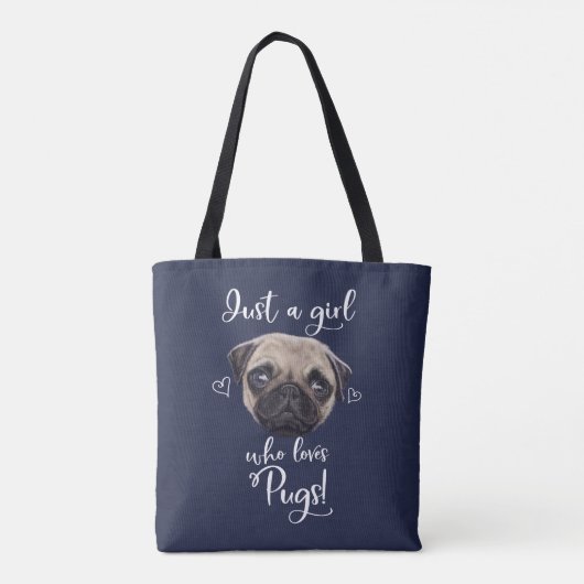 Gewoon een meisje dat van pugs houdt tote bag (Achterkant)