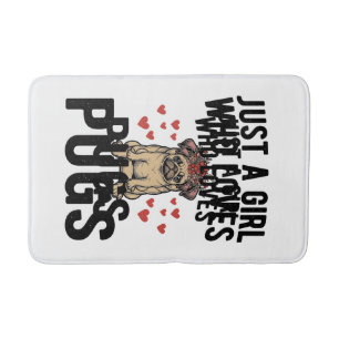Gewoon Een Meisje Dat Van Pugs Houdt Vintage Hond Badmat