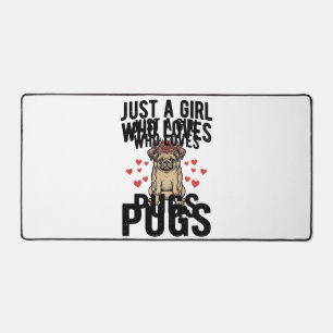 Gewoon Een Meisje Dat Van Pugs Houdt Vintage Hond  Bureaumat