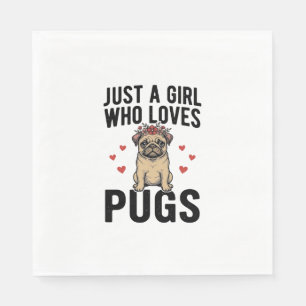 Gewoon Een Meisje Dat Van Pugs Houdt Vintage Hond Servet