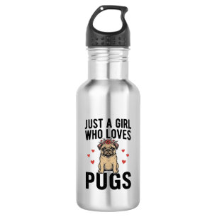 Gewoon Een Meisje Dat Van Pugs Houdt Vintage Hond  Waterfles