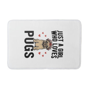 Gewoon een meisje dat van Pugs houdt vintage honde Badmat