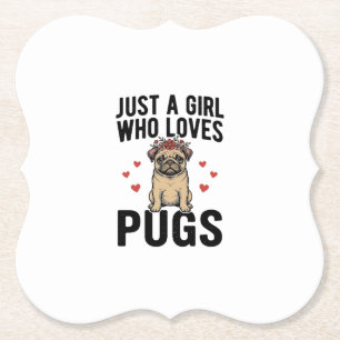 Gewoon een meisje dat van Pugs houdt vintage honde Kartonnen Onderzetters