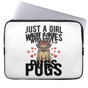 Gewoon een meisje dat van Pugs houdt Vintage honde Laptop Sleeve