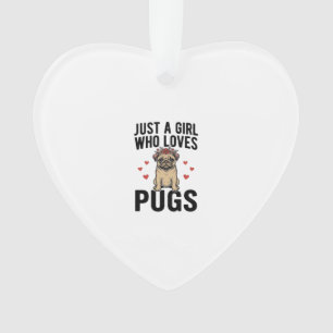 Gewoon een meisje dat van Pugs houdt Vintage honde Ornament