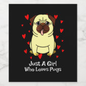 Gewoon een meisje dat van pugs houdt wijn etiket (Enkel label)