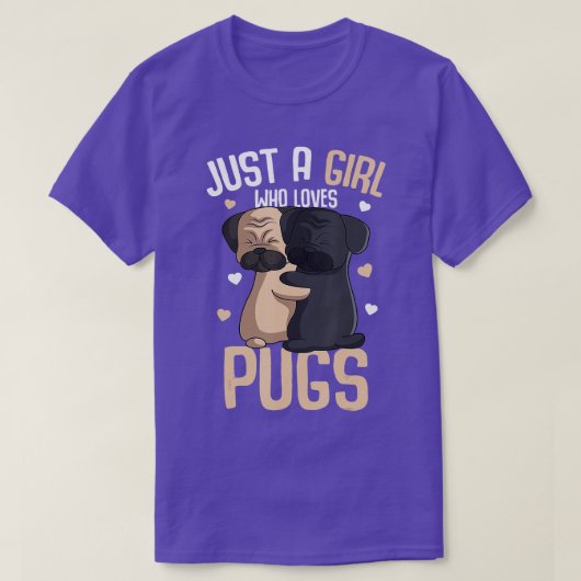 Gewoon een meisje dat van Pugs Kinder Girls houdt T-shirt (Design voorkant)