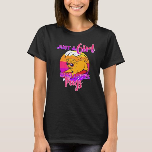 Gewoon een meisje dat van Pugs Pug Lover T-shirt C (Voorkant)