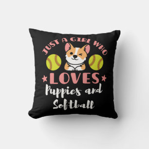 Gewoon een meisje dat van Puppies houdt en Softbal Kussen