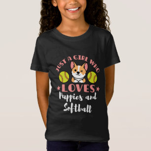 Gewoon een meisje dat van Puppies houdt en Softbal T-shirt