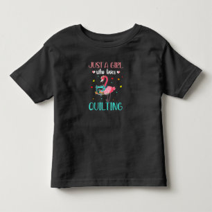 Gewoon Een Meisje Dat Van Quilten En Flamingo Houd Kinder Shirts