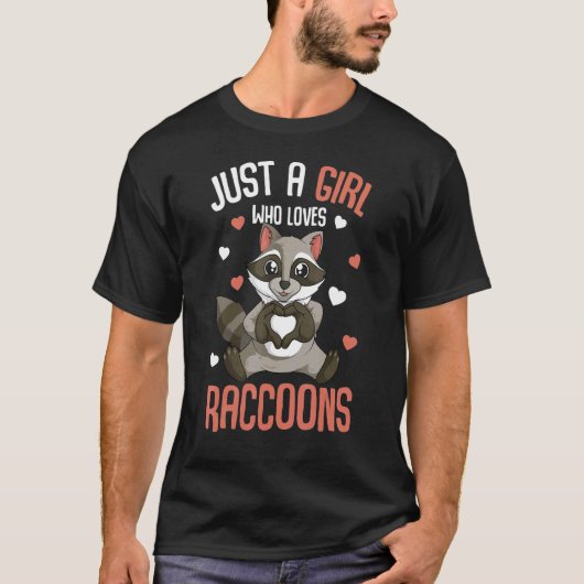 Gewoon een meisje dat van Raccoons Kinder meisjes  T-shirt (Voorkant)