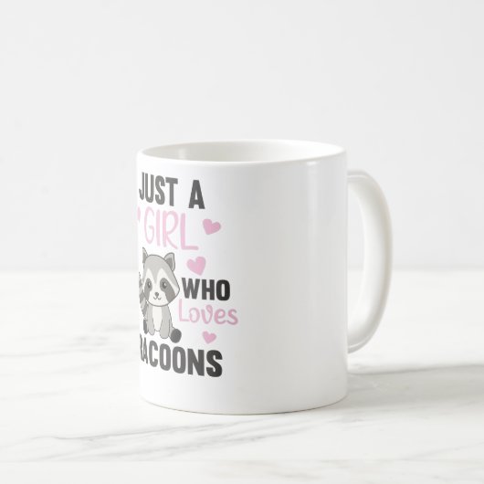 Gewoon een meisje dat van Racoons Kawaii Raccoon h Koffiemok (Voorkant rechts)