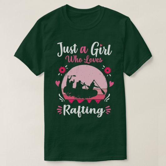 Gewoon een meisje dat van Rafting Pink Retro  houd T-shirt (Design voorkant)
