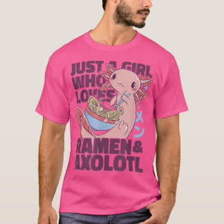 Gewoon een meisje dat van Ramen Anime Axolotl Kawa T-shirt