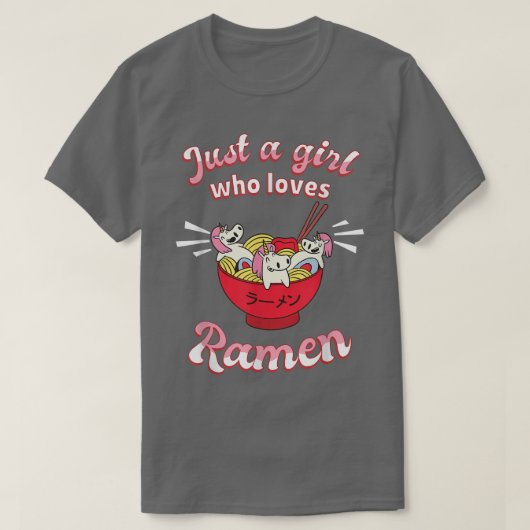 Gewoon een meisje dat van Ramen Anime Unicorn Kawa T-shirt (Design voorkant)