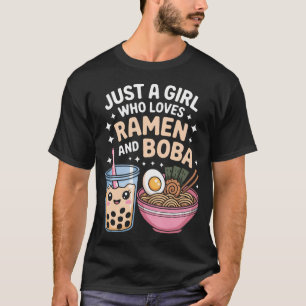 Gewoon Een Meisje Dat Van Ramen En Boba Anime Eten T-shirt