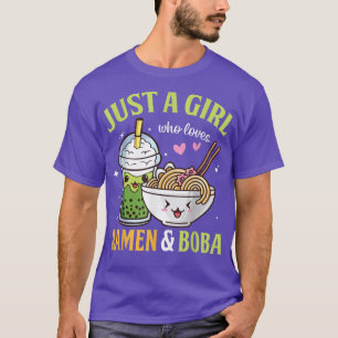 Gewoon een meisje dat van Ramen en Boba Kawaii Ani T-shirt