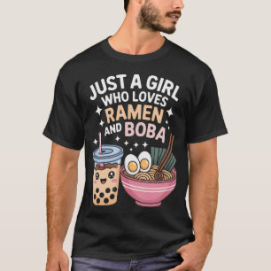 Gewoon een meisje dat van Ramen en Boba Kawaii ete T-shirt
