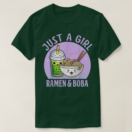 Gewoon een meisje dat van Ramen en Boba Kawaii Jap T-shirt (Design voorkant)