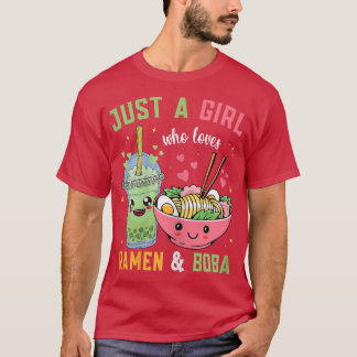 Gewoon een meisje dat van Ramen en Boba Kawaii Jap T-shirt