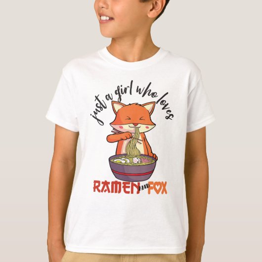 Gewoon een meisje dat van Ramen en Fox houdt T-shirt (Voorkant)