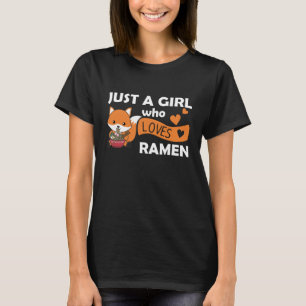 Gewoon een meisje dat van Ramen houdt, die Fox Eat T-shirt