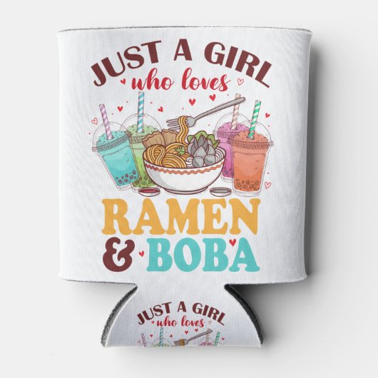Gewoon een meisje dat van Ramen houdt en Boba Anim Blikjeskoeler (Voorkant)